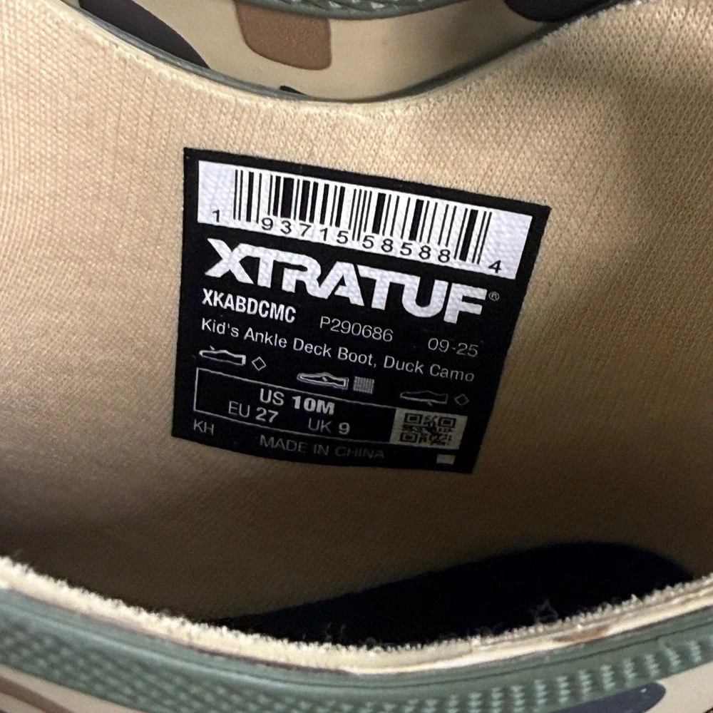 XTRATUF Ankle Deck Boot Little Kids 10M Duck Camo Brown Waterproof Rain XKABDCMC